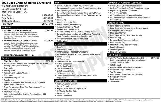2021 Jeep Grand Cherokee L Overland 4x4