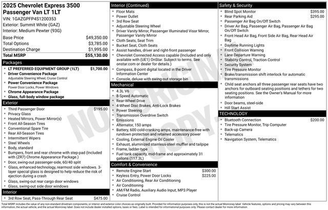 2025 Chevrolet Express Passenger 1LT