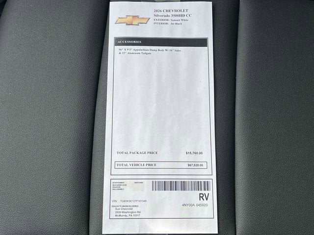 2026 Chevrolet Silverado 3500 HD Chassis Cab Work Truck