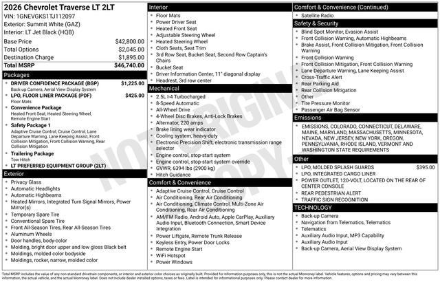 2026 Chevrolet Traverse LT