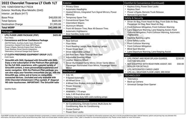 2022 Chevrolet Traverse LT Cloth