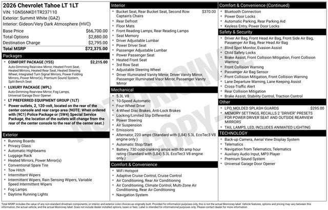 2026 Chevrolet Tahoe LT