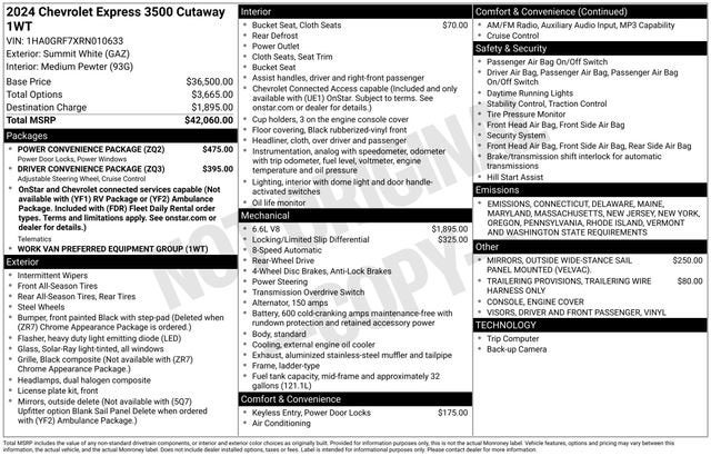 2024 Chevrolet Express Cutaway 3500 1WT